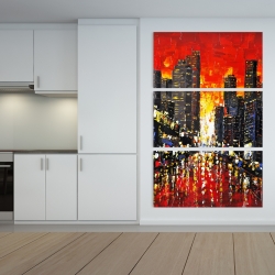 Toile 40 x 60 - Couché de soleil abstrait sur la ville