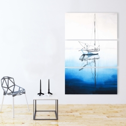 Canvas 40 x 60 - White boat on a deep blue water
