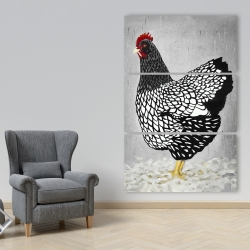 Canvas 40 x 60 - Black and white wyandotte hen