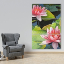 Canvas 40 x 60 - Water lilies and lotus flowers