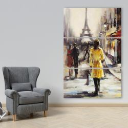 Canvas 40 x 60 - Yellow coat woman walking on the street