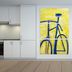 Toile 40 x 60 - Bicyclette bleue sur fond jaune