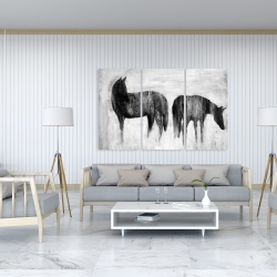 Toile 40 x 60 - Silhouettes de chevaux dans la brume