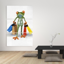 Toile 40 x 60 - Drôle de grenouille et ses emplettes