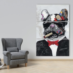 Canvas 40 x 60 - Smoking gangster bulldog