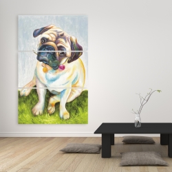 Toile 40 x 60 - Mignon pug avec rose dans la bouche