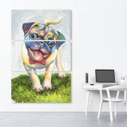 Toile 40 x 60 - Pug coloré et souriant