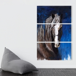 Toile 40 x 60 - Cheval brun sur fond bleu