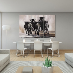 Toile 40 x 60 - Groupe de taureaux à la course