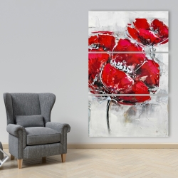 Toile 40 x 60 - Fleurs rouges abstraites et texturées