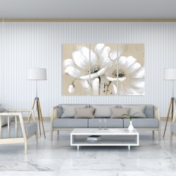Toile 40 x 60 - Fleurs sauvages blanches et abstraites