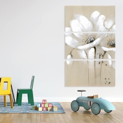 Toile 40 x 60 - Fleurs sauvages blanches et abstraites