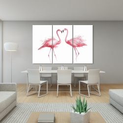 Toile 40 x 60 - Deux flamants roses à l'aquarelle
