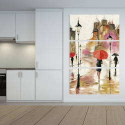 Toile 40 x 60 - Passants sous leur parapluies