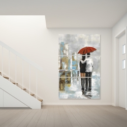 Toile 40 x 60 - Couple marchant sous leur parapluie