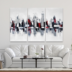 Toile 40 x 60 - Paysage urbain gris et rouge