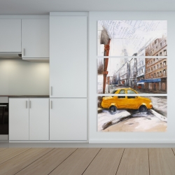 Toile 40 x 60 - Esquisse d'un taxi dans la rue