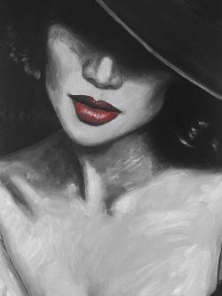 Mysterious red lips lady