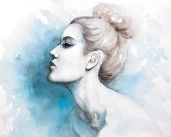 Vue de profil abstraite d'une femme à l'aquarelle