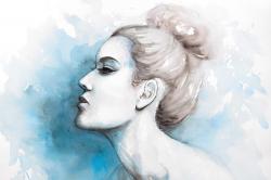 Vue de profil abstraite d'une femme à l'aquarelle