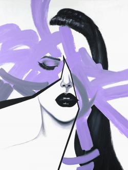 Portrait de femme mauve et abstrait