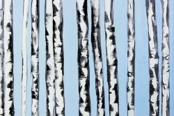 Birches on a blue background