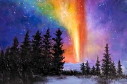 Aurora borealis in the forest