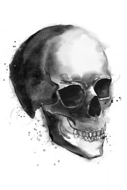 Crâne noir et blanc