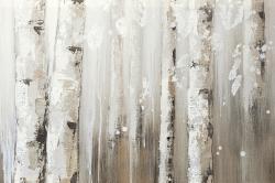 White birches on gray background