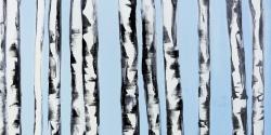 Birches on a blue background