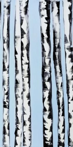 Birches on a blue background