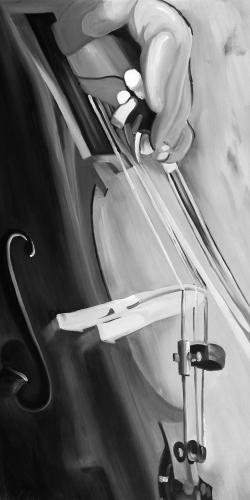 Musicien with cello mono colors