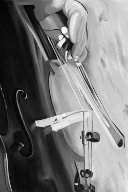 Musicien with cello mono colors