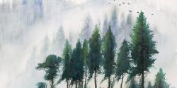 Mountains landscape in watercolor