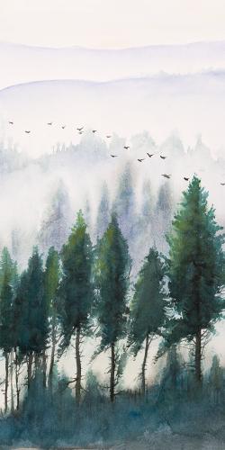 Mountains landscape in watercolor