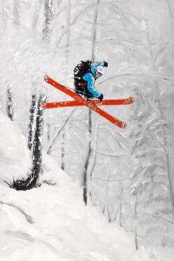 Homme skiant sur un terrain escarpé