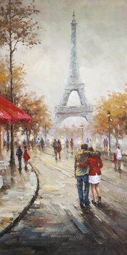 Couple walking in paris street