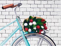 Bicyclette avec bouquet de tulipes