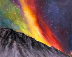 Aurora borealis in the mountain