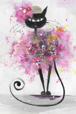 Chat en cartoon en fleurs