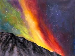 Aurora borealis in the mountain