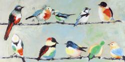 Small abstract colorful birds