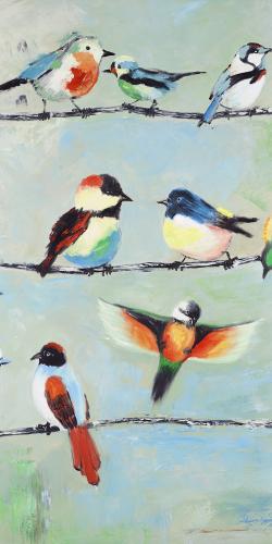 Small abstract colorful birds