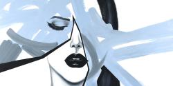 Portrait de femme bleu et abstrait