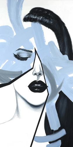 Portrait de femme bleu et abstrait