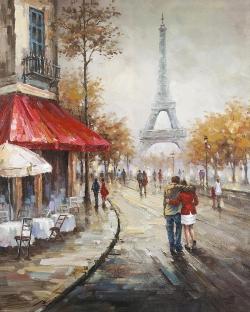 Couple walking in paris street