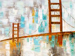 Golden gate tacheté de peinture turquoise