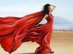 Red dress in the desert