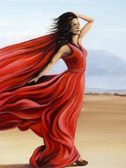 Red dress in the desert