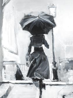 Femme courant sous la pluie